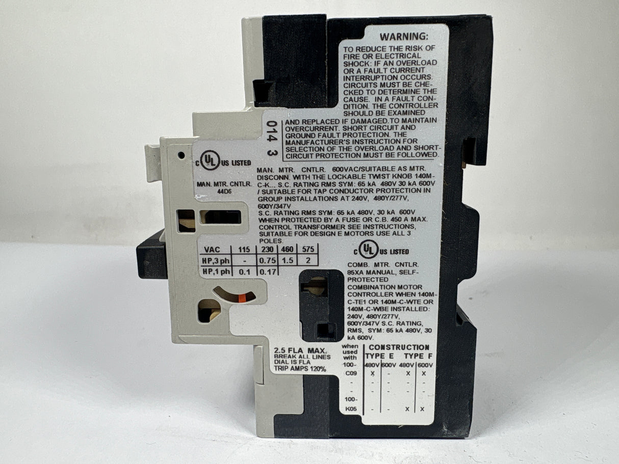 Allen Bradley - 32 Amp Motor Protector/Ciruit Breaker - 140M - C2E - B25 - New - Big Liquidators