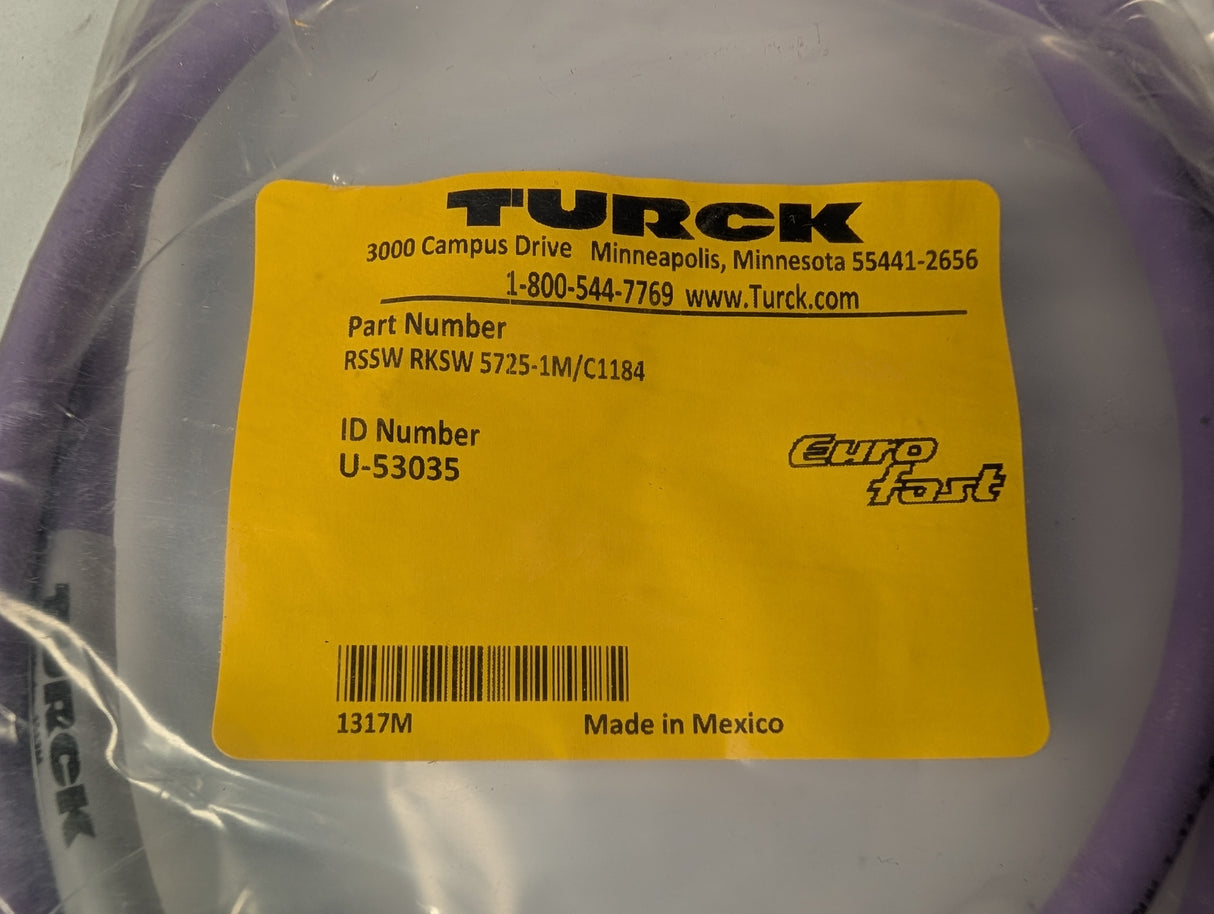 TURCK - 1 Meter Extension Cordset - RSSW RKSW 525 - 1M/C1184 - New - Big Liquidators