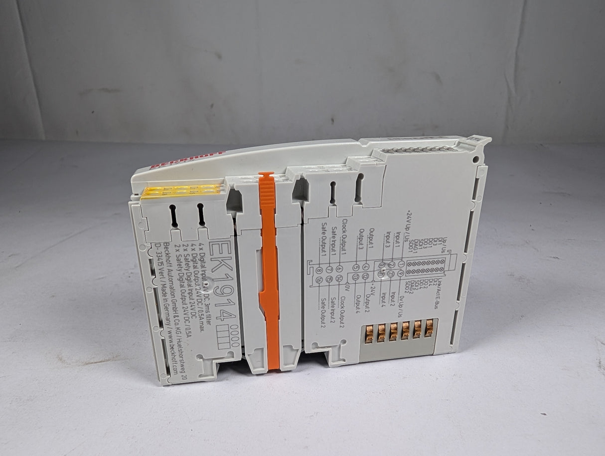 BECKHOFF - EtherCat Cuppler with Intigrated Digital Standard and Safety I/O's - EK1914 - New - Big Liquidators