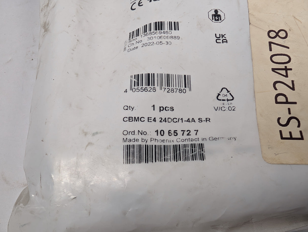 Phoenix Contact - Electronic Circuit Breaker - CBMC E4 24DC/1 - 4A S - R - New - Big Liquidators
