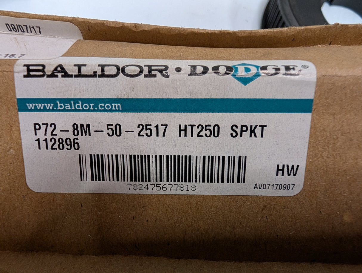 Baldor Dodge - (HTD) Belt Sprocket - P72 - 8M - 50 - 2517 HT250 SPKT - New - Big Liquidators