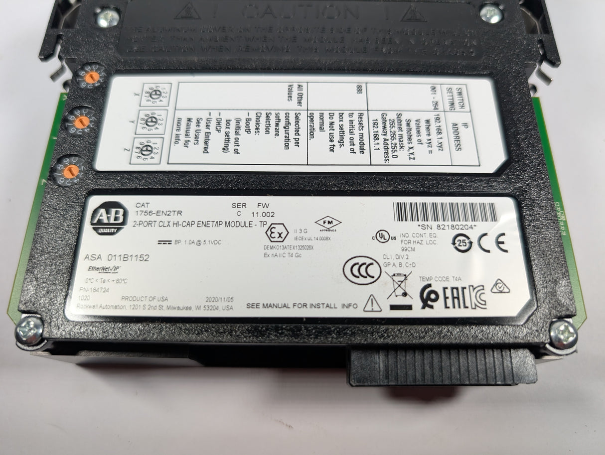 Allen Bradley - EtherNet dual port 10 100M Interface Module - 1756 - EN2TR - Used - Big Liquidators