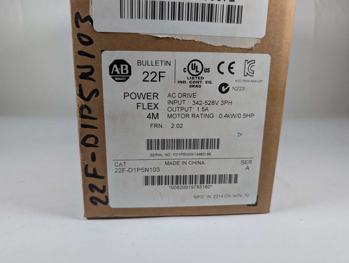 Allen Bradley - PowerFlex 4M Variable Frequency Drive - 22F - D1P5N103 - New - Big Liquidators
