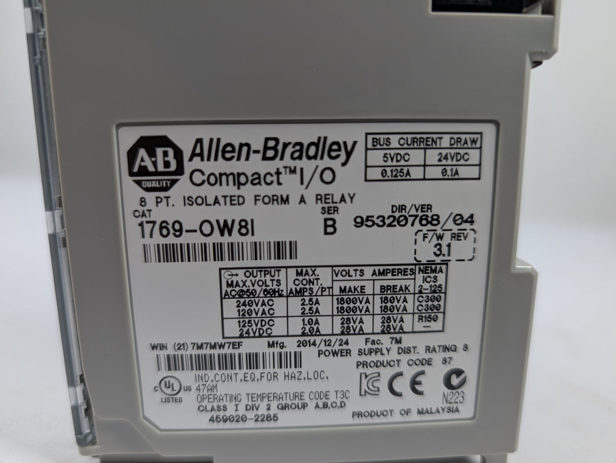 Allen Bradley - CompactLogix 8 - point Relay Output Module - 1769 - OW8I - New - Big Liquidators