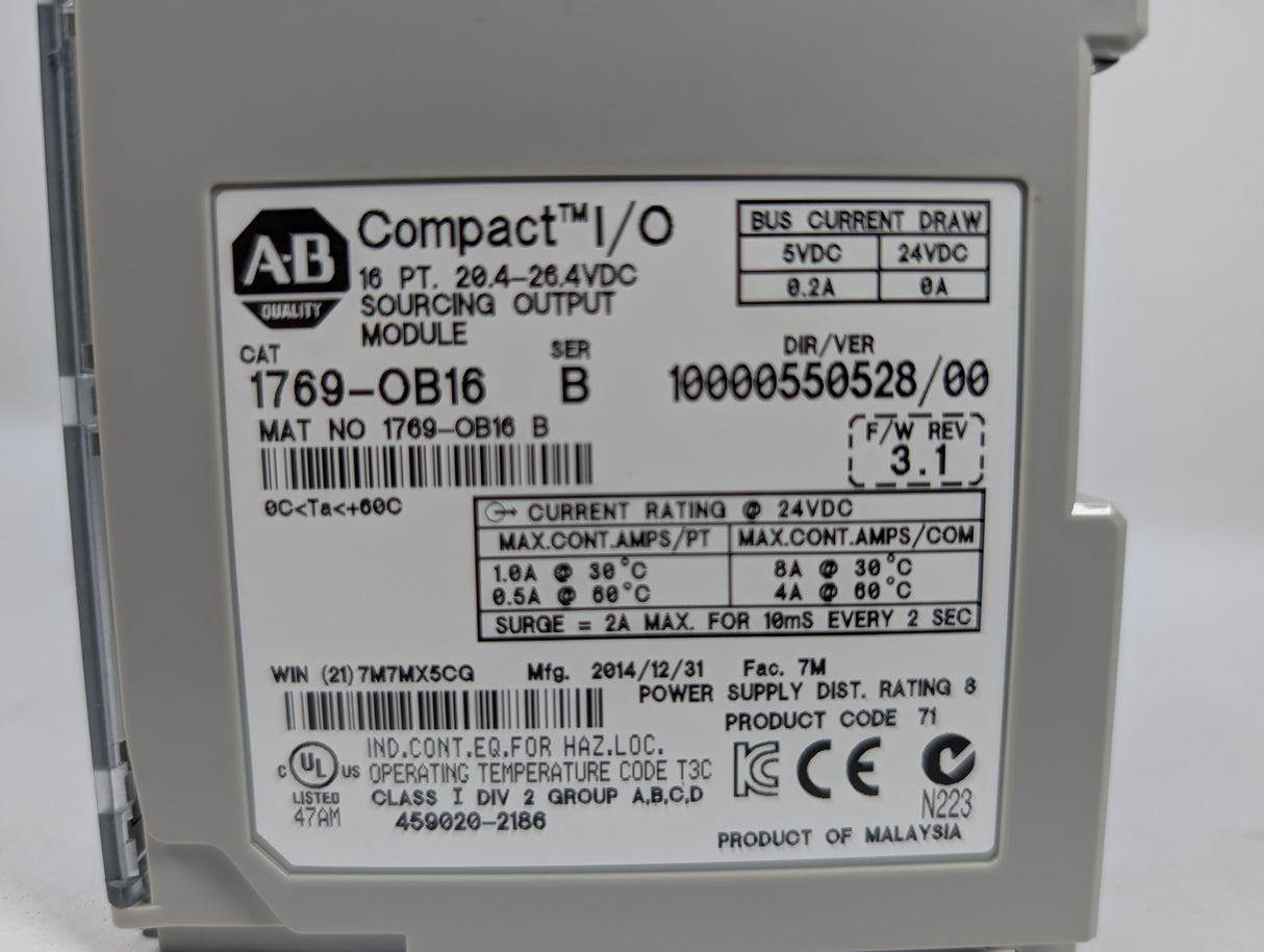 Allen Bradley - CompactLogix Discrete Output Module - 1769 - OB16 - New - Big Liquidators