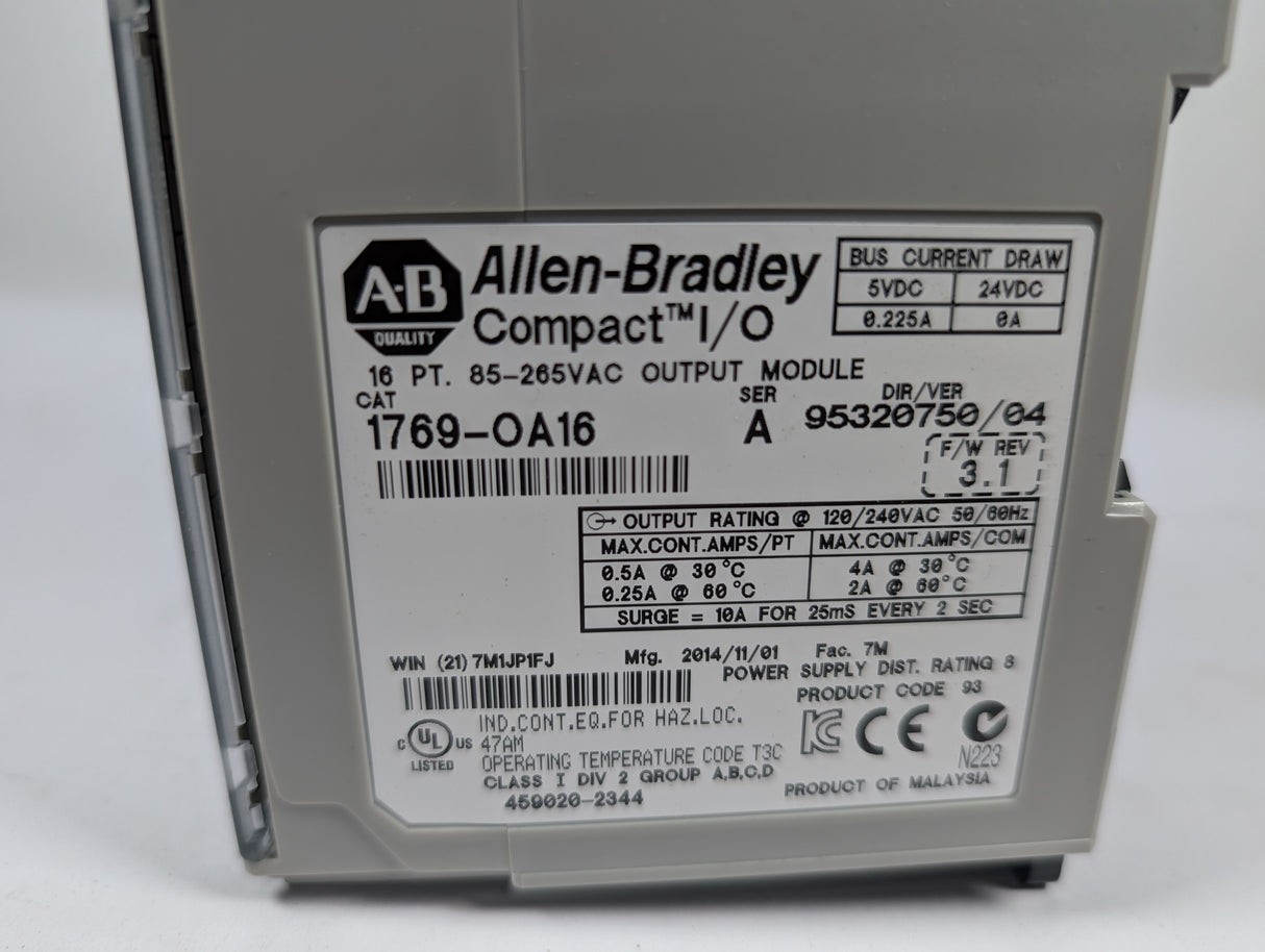Allen Bradley - Compact I/O Discrete Output Module - 1769 - OA16 - New - Big Liquidators