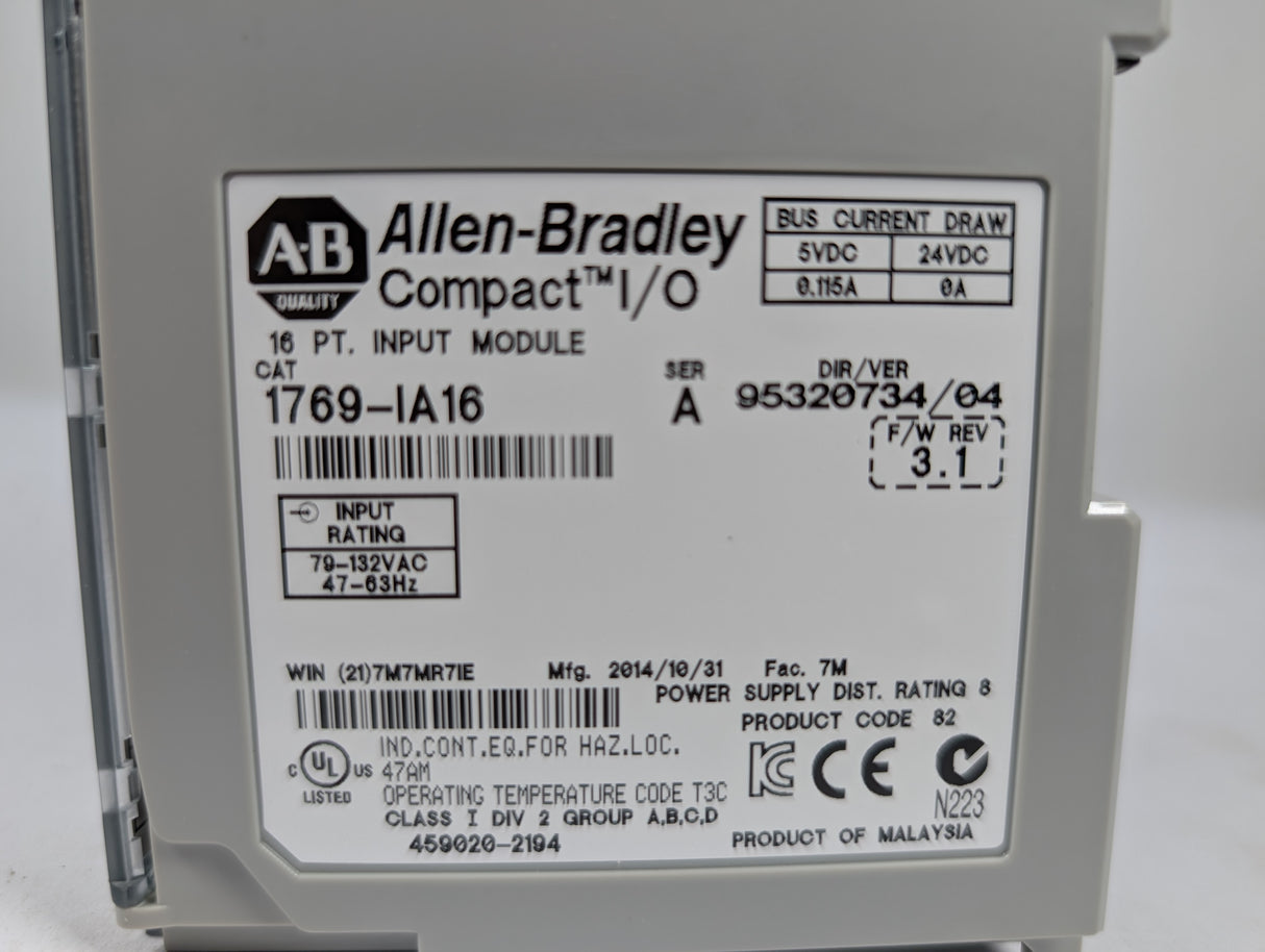 Allen Bradley - CompactLogix Input Module - 1769 - IA16 - New - Big Liquidators