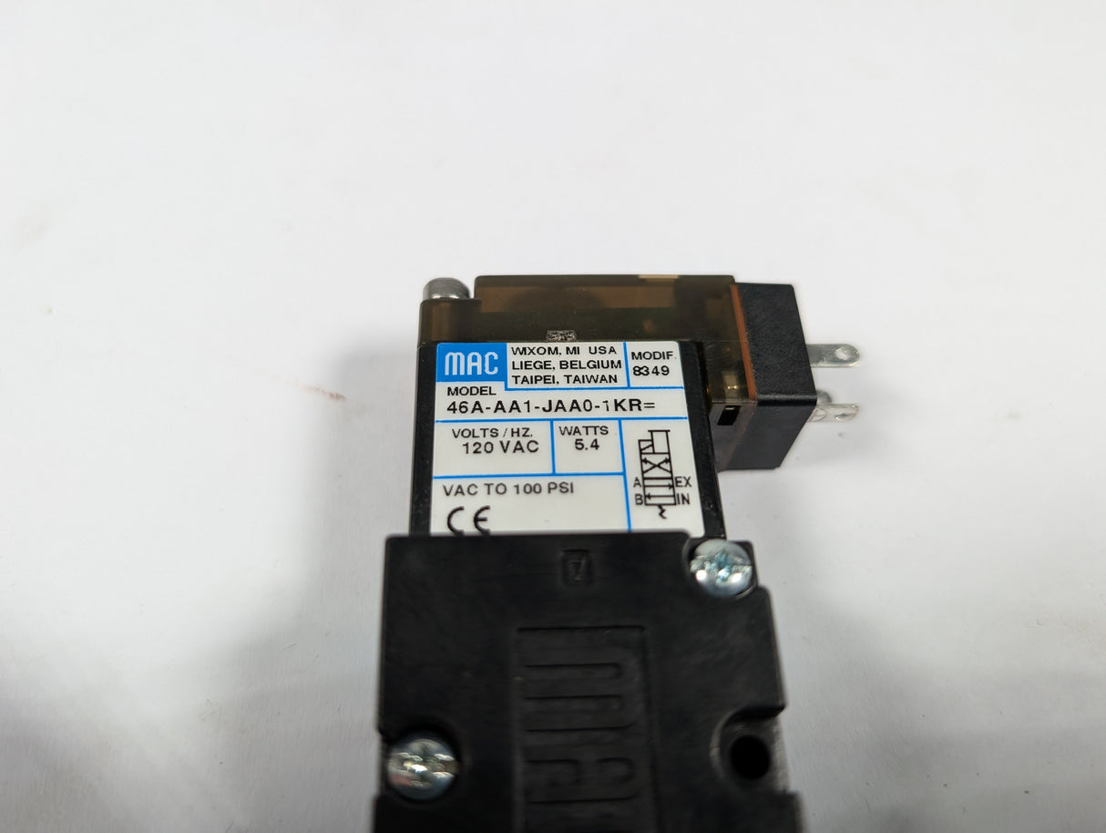MAC Valves - High Flow Direct Solenoid Valve - 46A - AA1 - JAA0 - 1KR= - Used - Big Liquidators