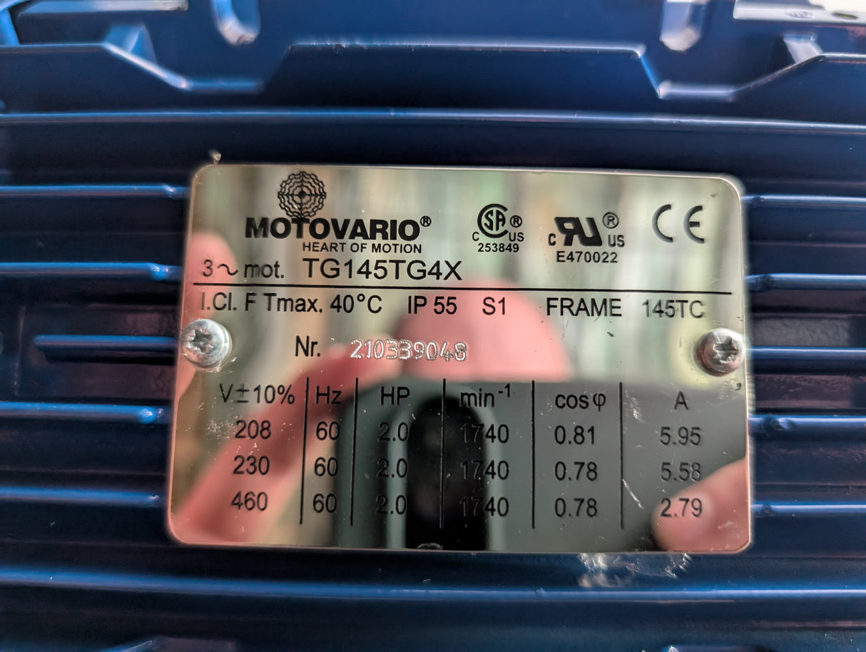 Motovario - 2 HP Electric Motor - TG145TG4X - New - Big Liquidators