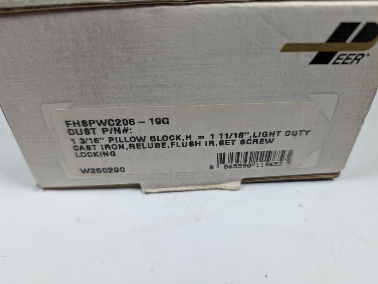 Peer - Pillow Block Ball Bearing Unit - FHSPWC206 - 19G - New - Big Liquidators