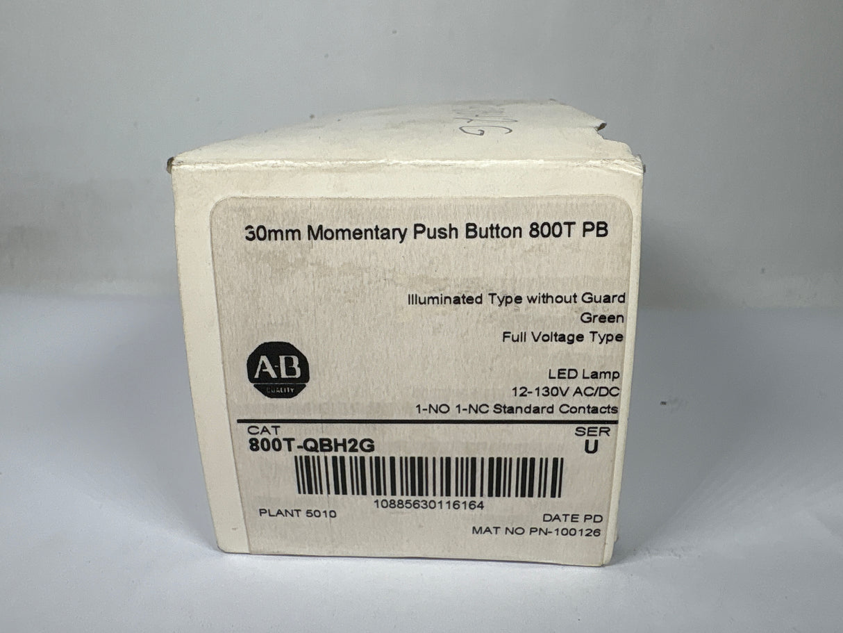 Allen Bradley - 30mm Push Button Green - 800T - QBH2G - New - Big Liquidators