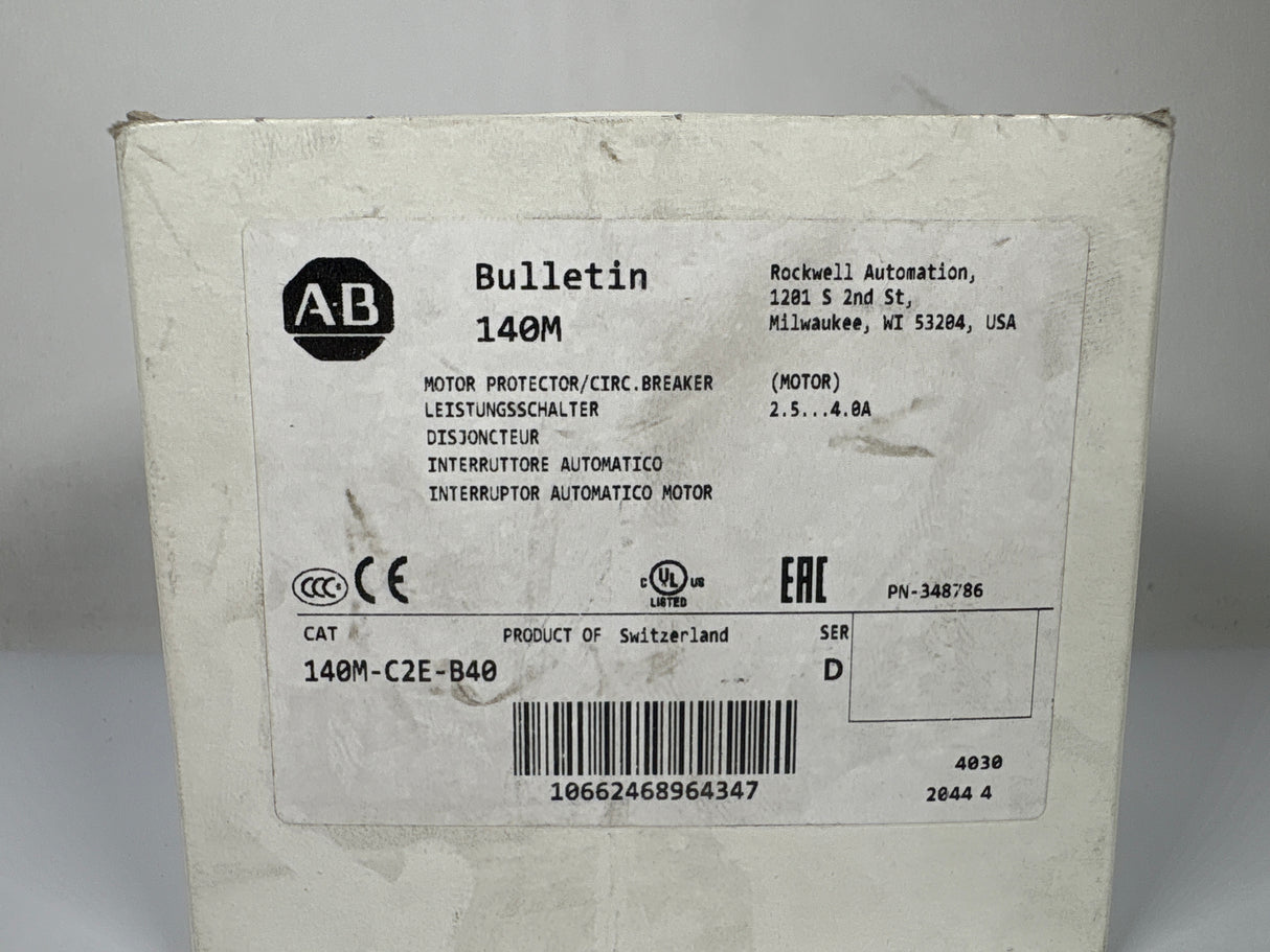 Allen Bradley - 45 Amp Motor Protector/Circuit Breaker - 140M - C2E - B40 - New - Big Liquidators