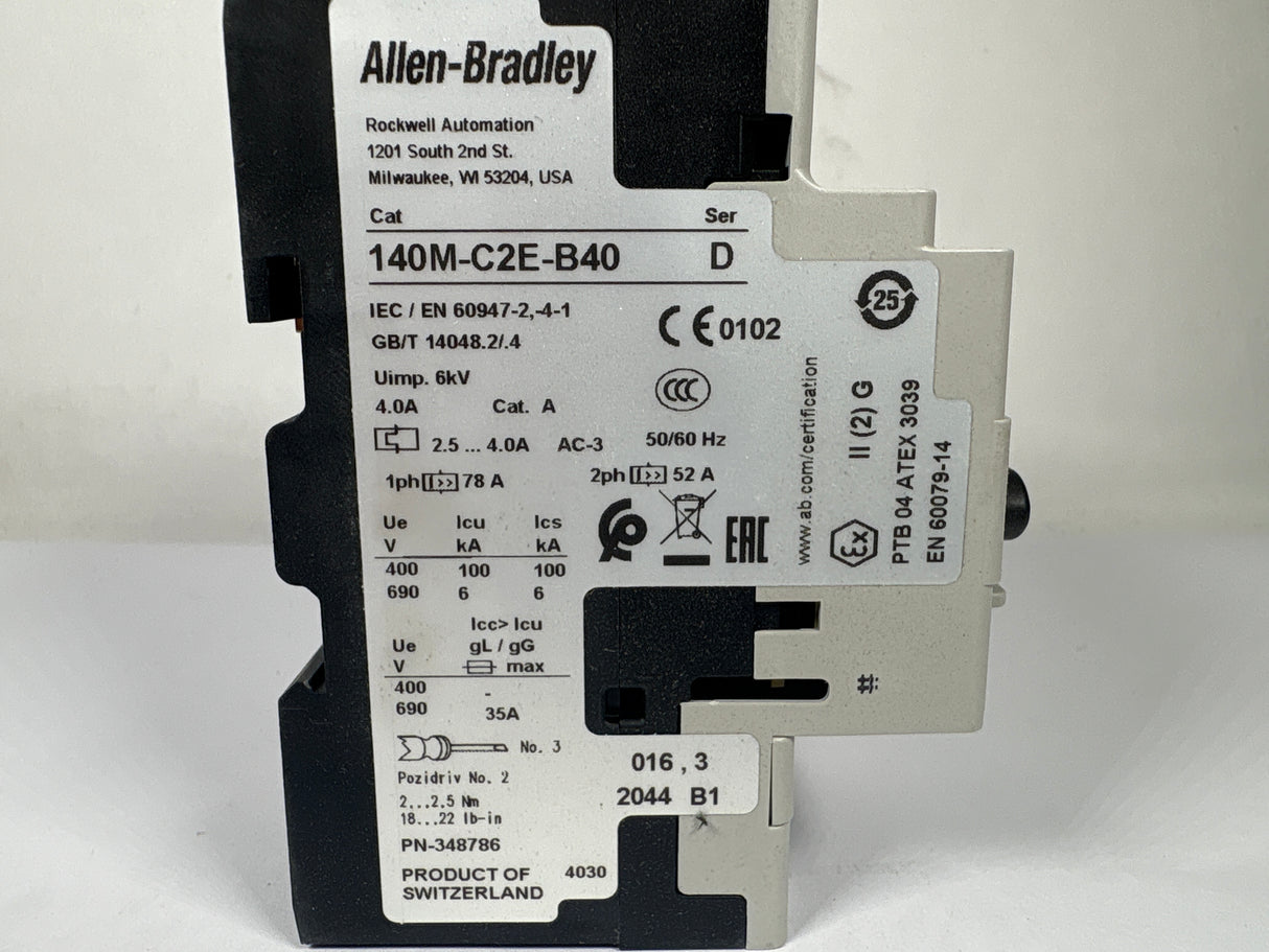 Allen Bradley - 45 Amp Motor Protector/Circuit Breaker - 140M - C2E - B40 - New - Big Liquidators