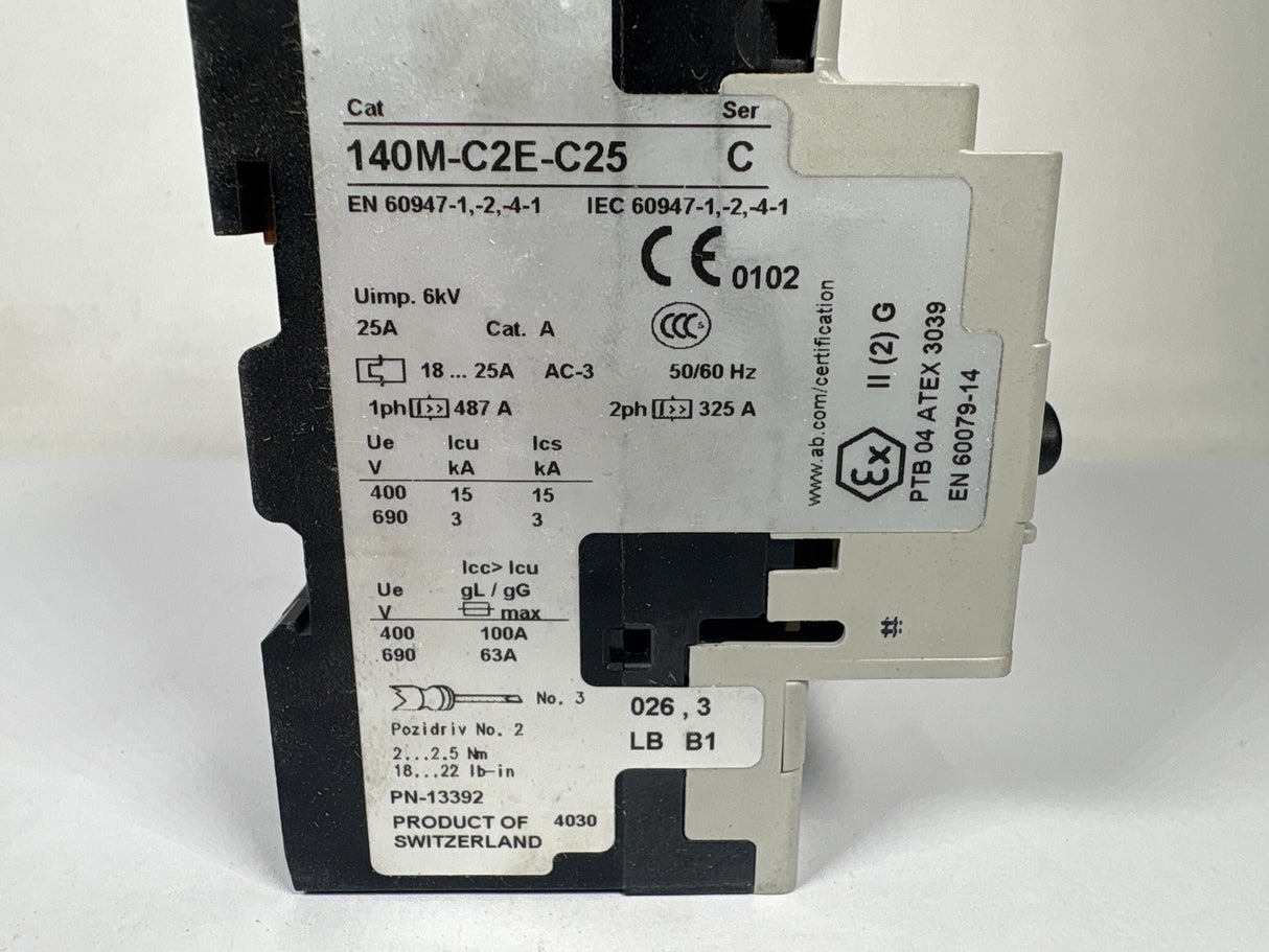 Allen Bradley - 25 Amp Motor Protector/Circuit Breaker - 140M - C2E - C25 - New - Big Liquidators