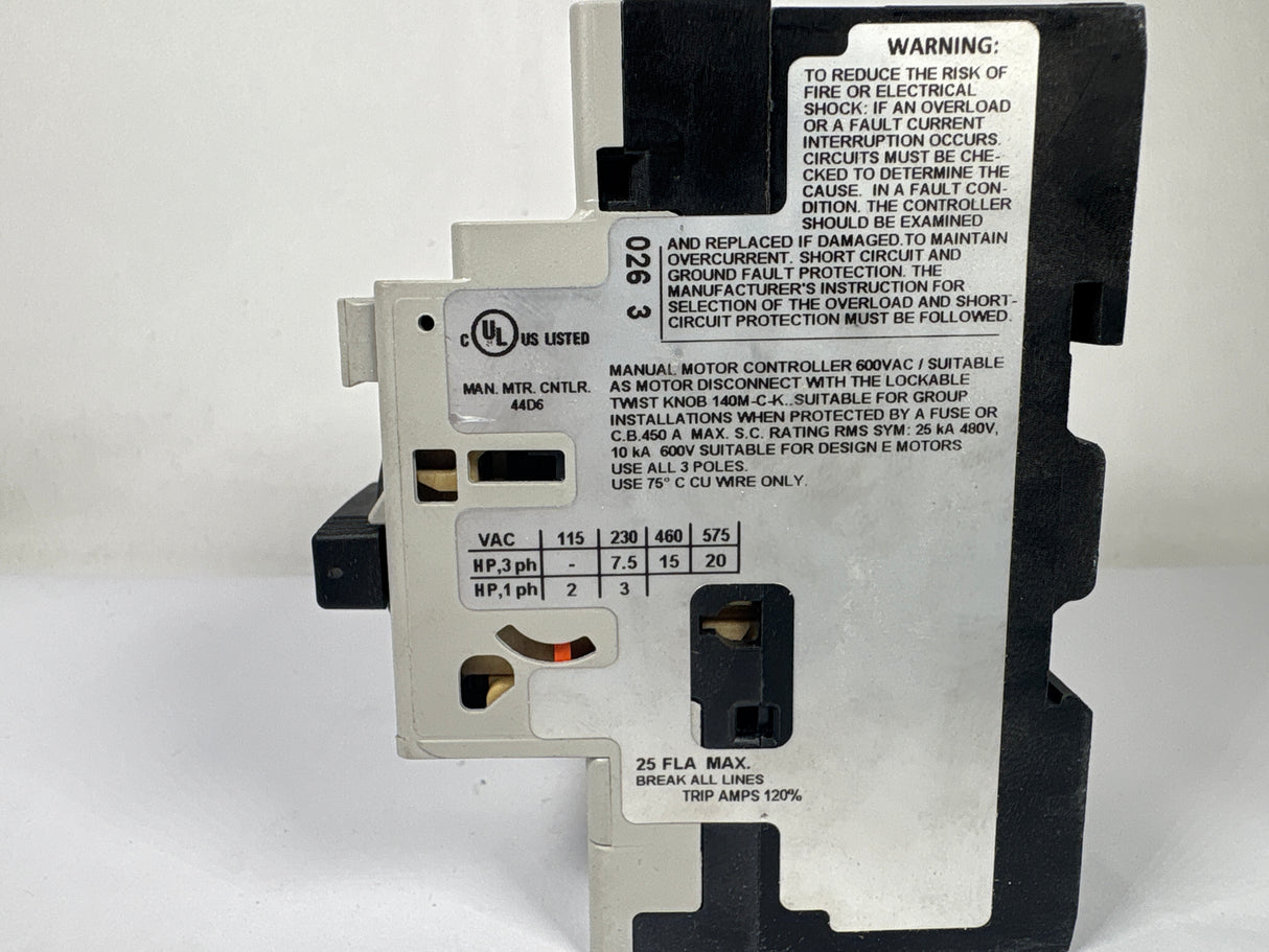 Allen Bradley - 25 Amp Motor Protector/Circuit Breaker - 140M - C2E - C25 - New - Big Liquidators