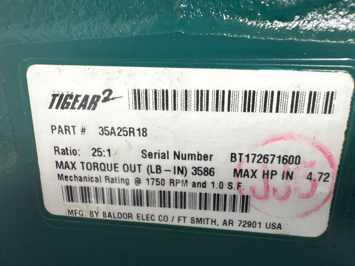 Dodge Tigear - 25:1 Gear Reducer - 35A25R18 - Used - Big Liquidators