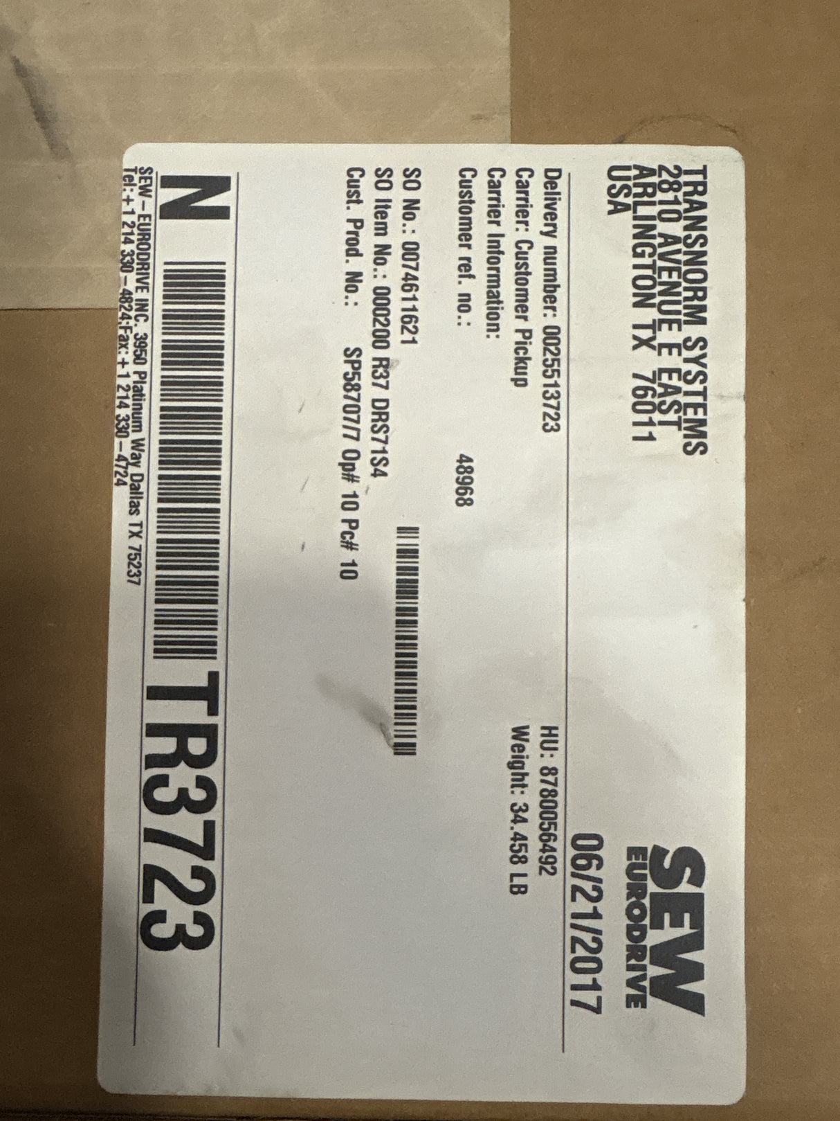 Sew - Eurodrive - 0.5 HP Electric Motor - R37 DRS71S4 - New - Big Liquidators