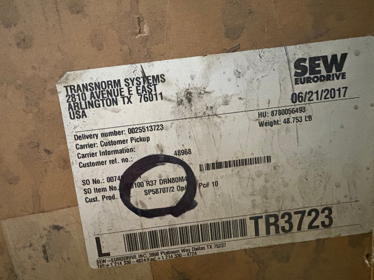 Sew - Eurodrive - 1 HP Electric Motor - R37 DRN80M4 - New - Big Liquidators