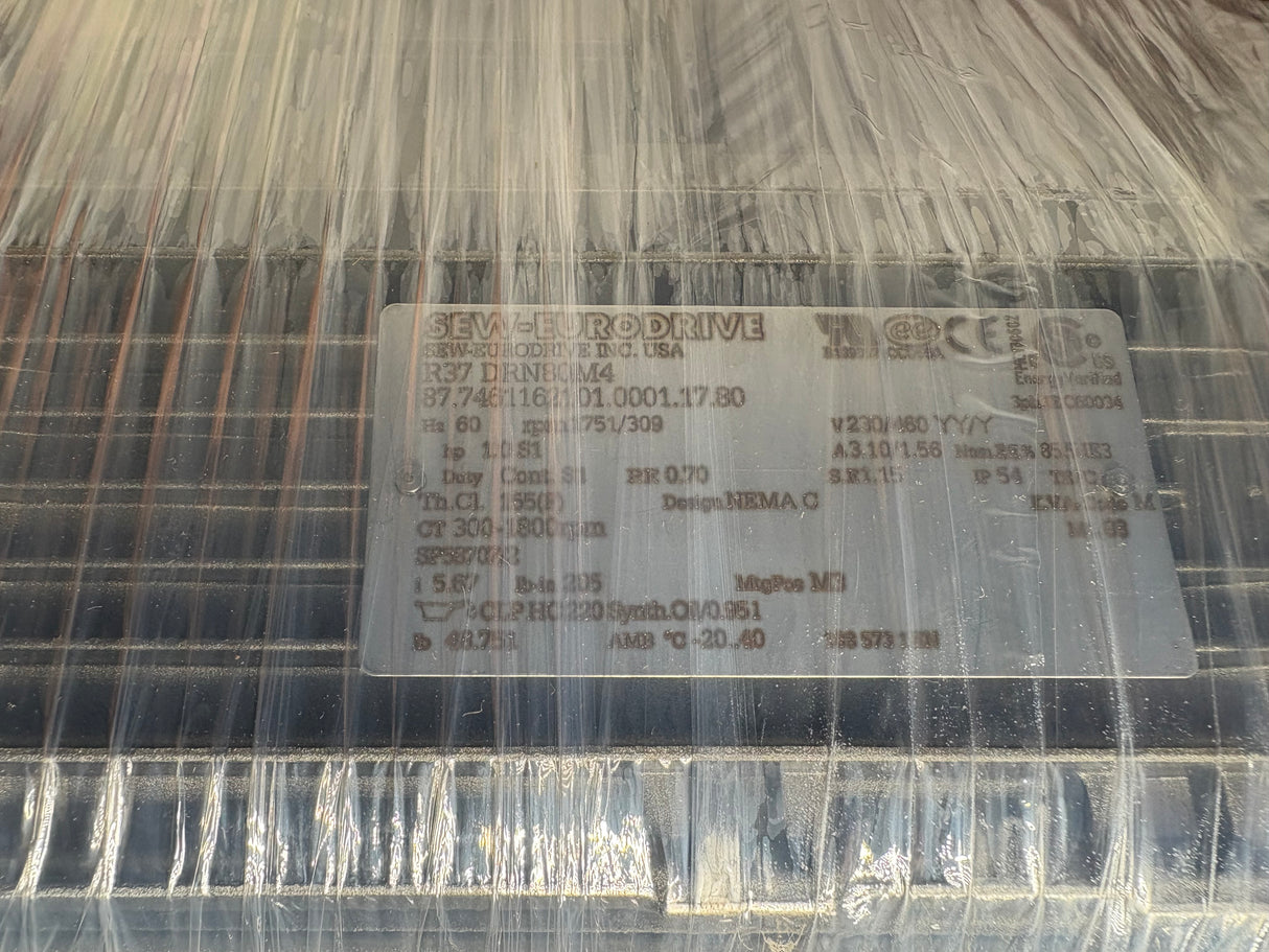 Sew - Eurodrive - 1 HP Electric Motor - R37 DRN80M4 - New - Big Liquidators