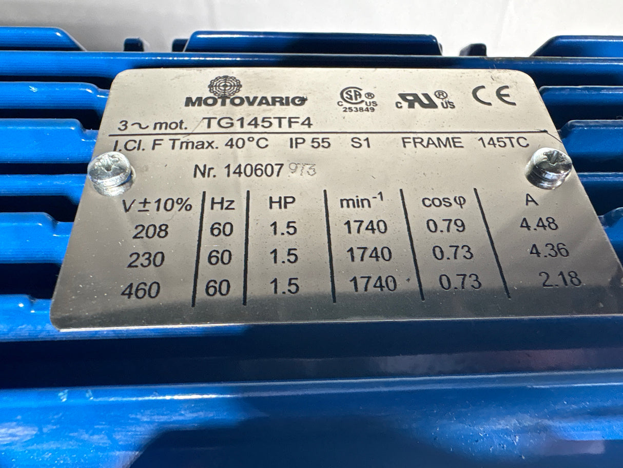 Motovario - 1.5 HP Electric Motor - TG145TF4 - Used - Big Liquidators
