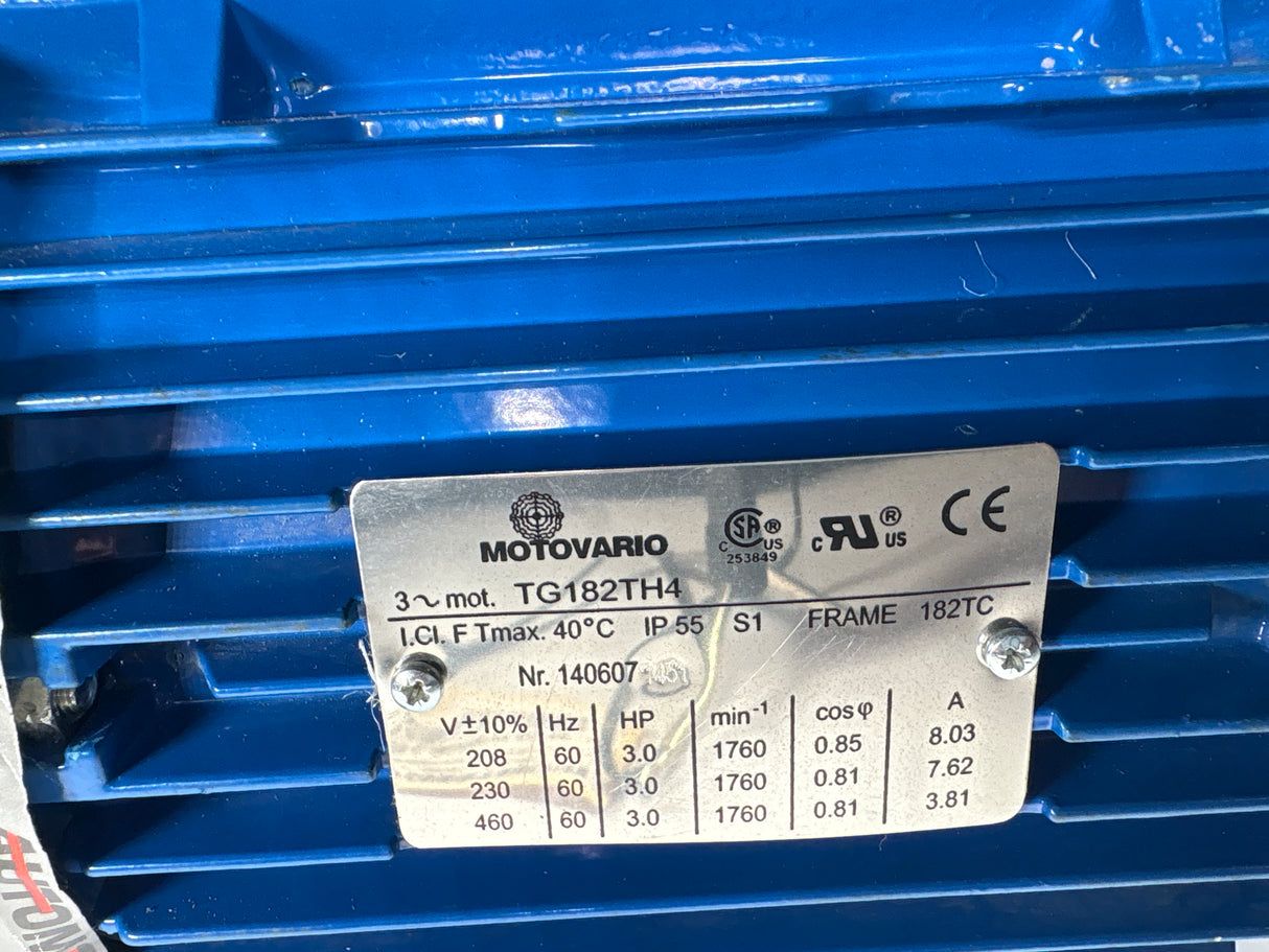 Motovario - 3 HP Electric Motor - TG182TH4 - Used - Big Liquidators