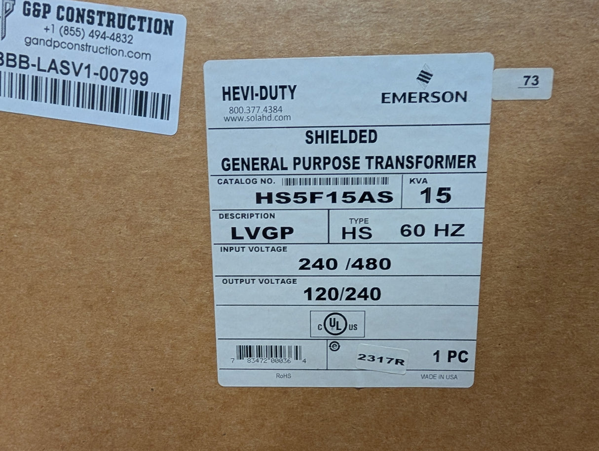 Sola HD - 15 KVA Sheilded General Purpose Transformer - HS5F15AS - New - Big Liquidators