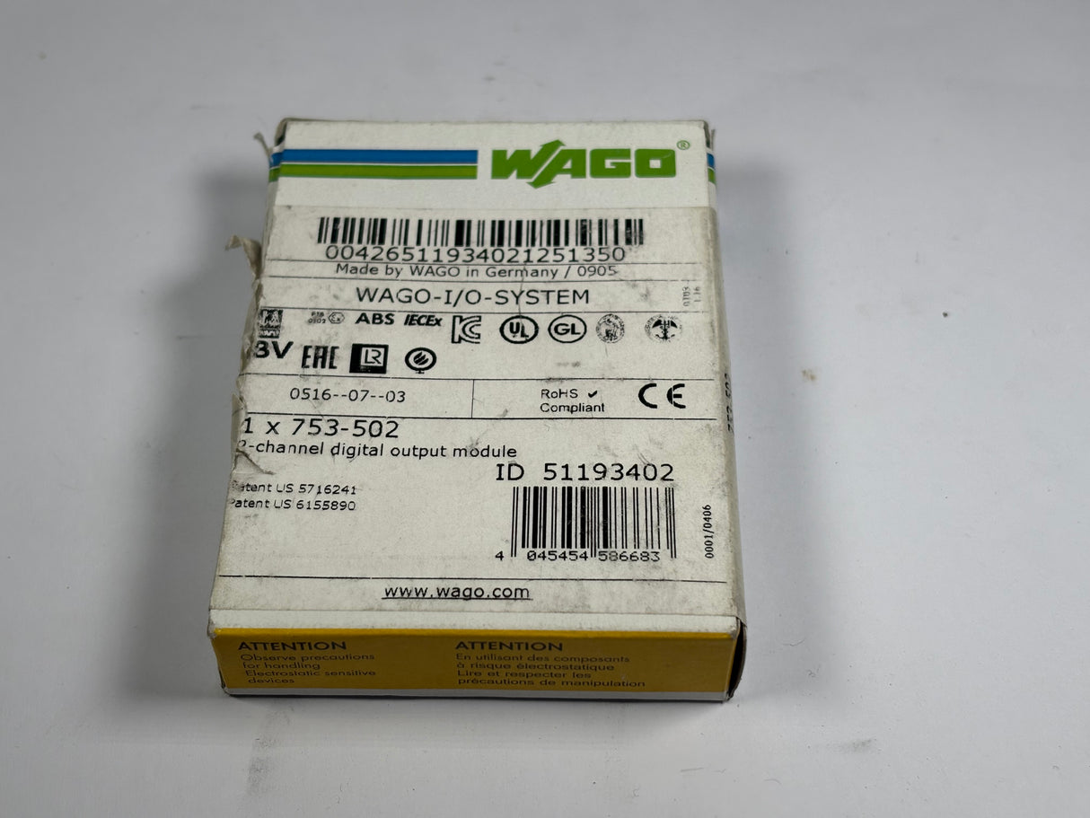 Wago - 2 - Channel Digital Output Module - 753 - 502 - New - Big Liquidators