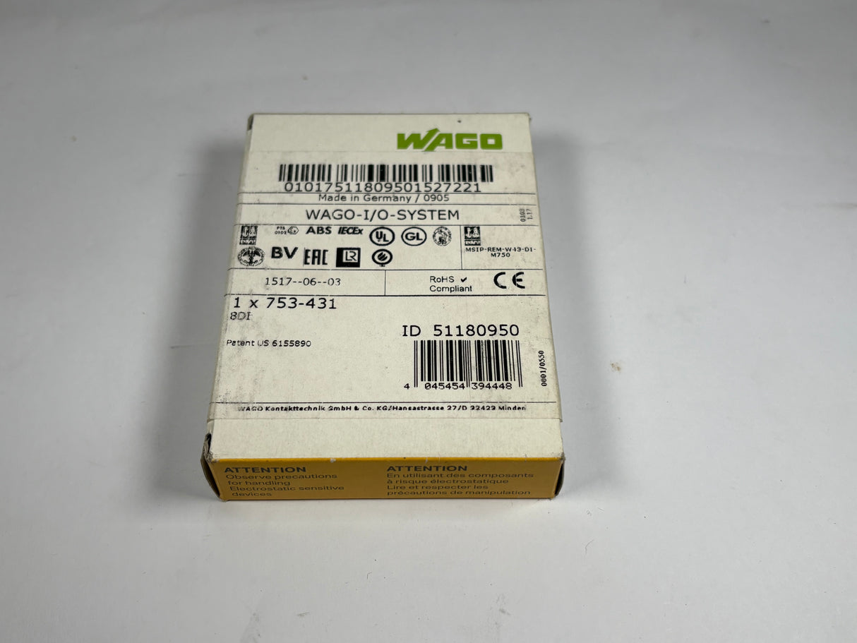 Wago - 8 - Channel Digital Input - 753 - 431 - New - Big Liquidators