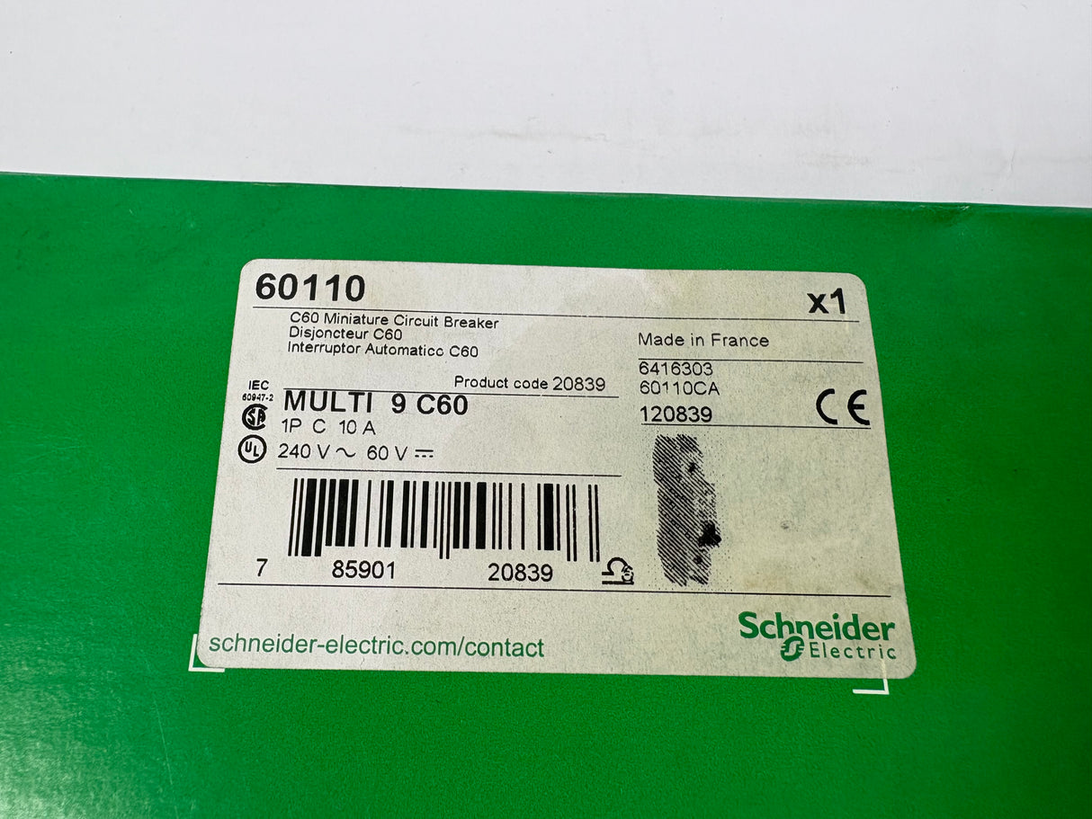 Schneider Electric - C60 Miniature Circuit Breaker - 60110 - New - Big Liquidators