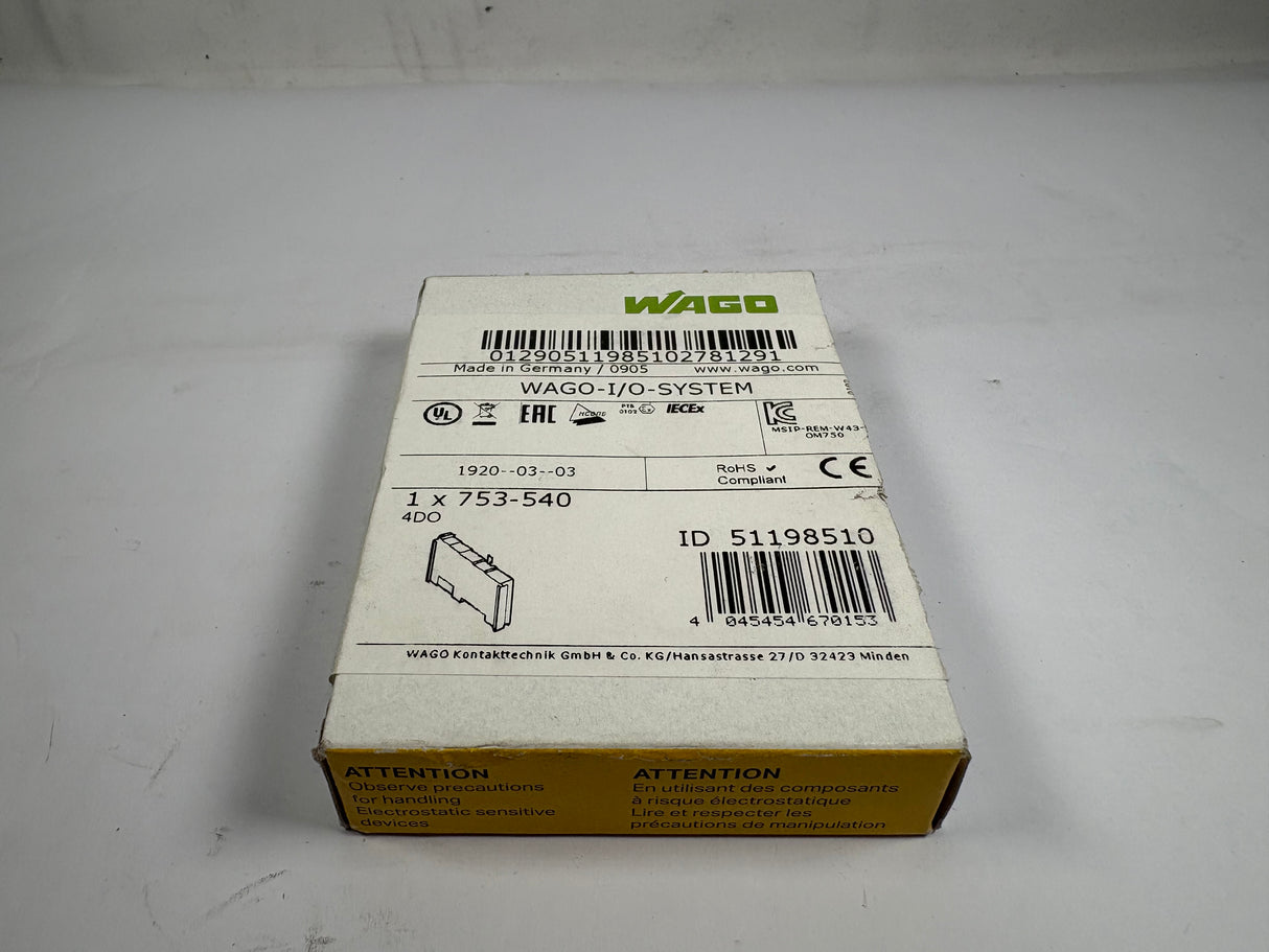 Wago - 4 - Channel Digital Output - 753 - 540 - New - Big Liquidators