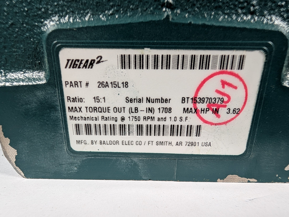 Dodge Tigear - 15:1 Gear Reducer - 26A15L18 - Used - Big Liquidators