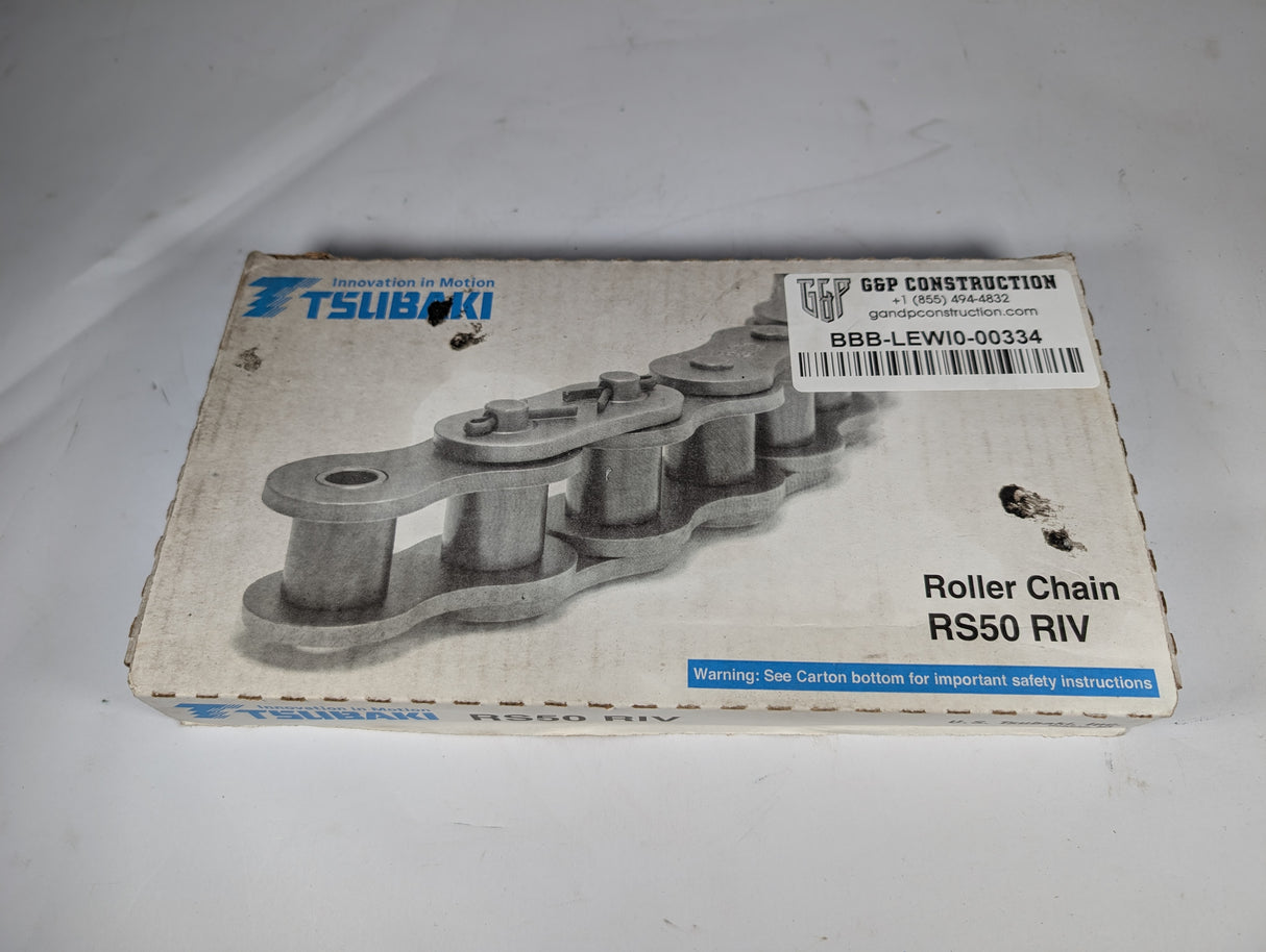 Tsubaki - 10 ft Roller Chain Section - RS50 RIV - New - Big Liquidators