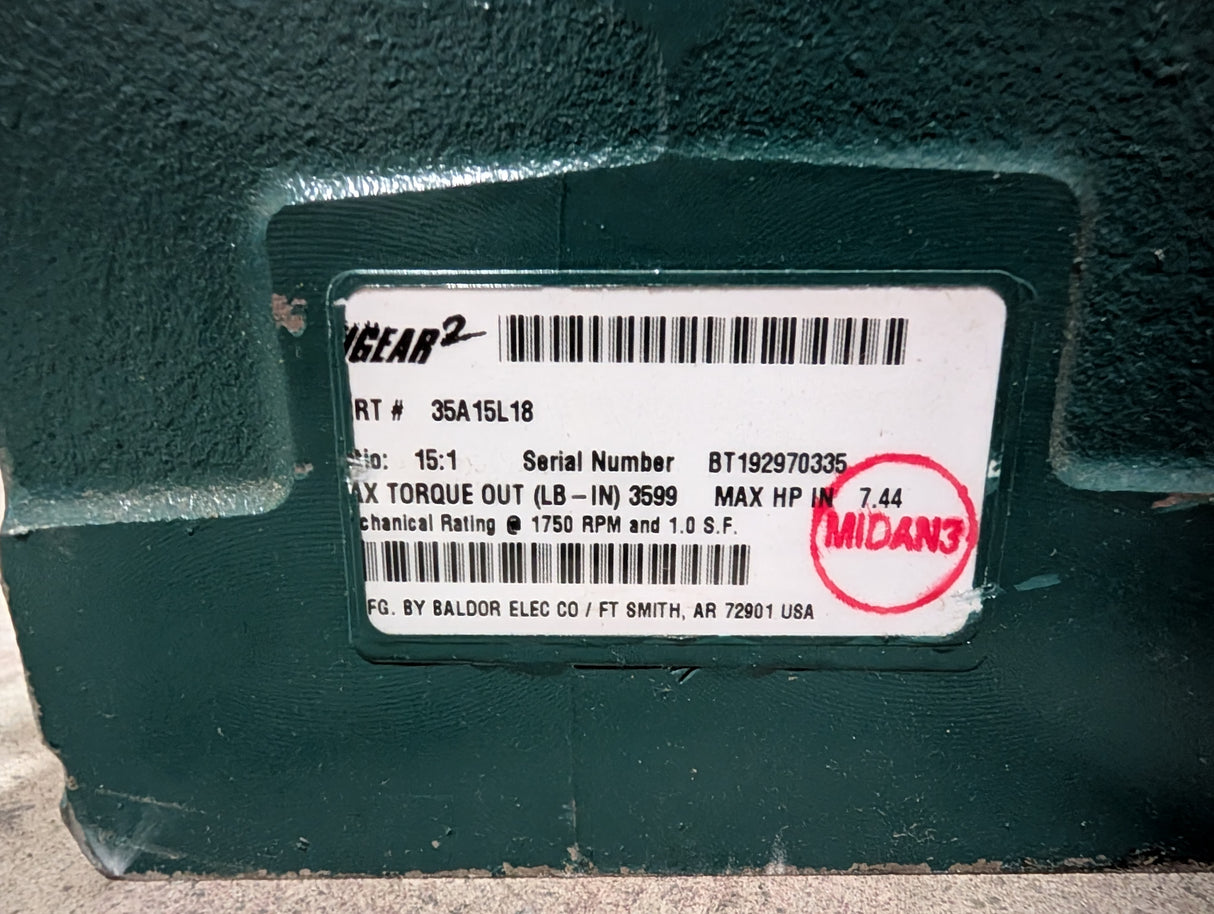 Dodge Tigear - 15:1 Gear Reducer - 35A15L18 - Used - Big Liquidators