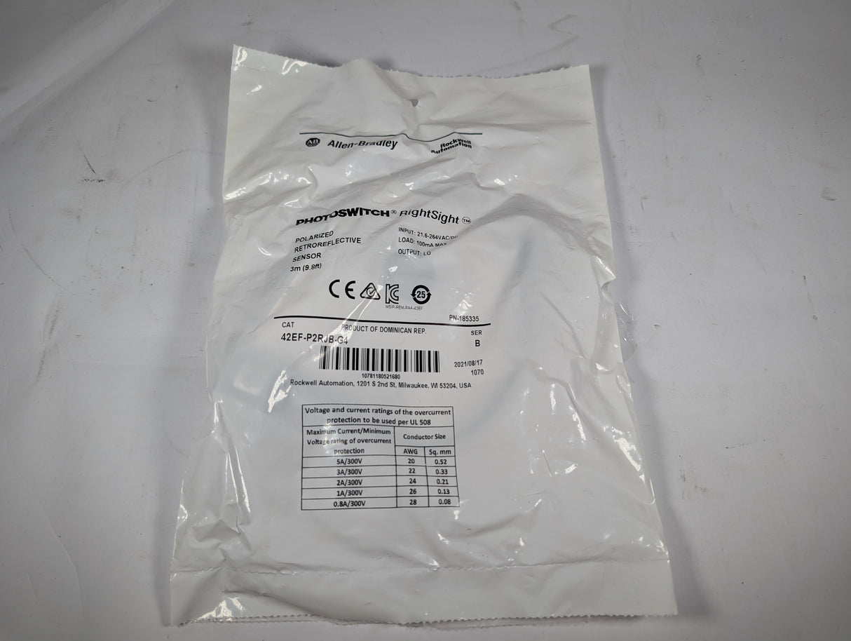 Allen Bradley - RightSight PhotoSensor - 42EF - P2RJB - G4 - New - Big Liquidators