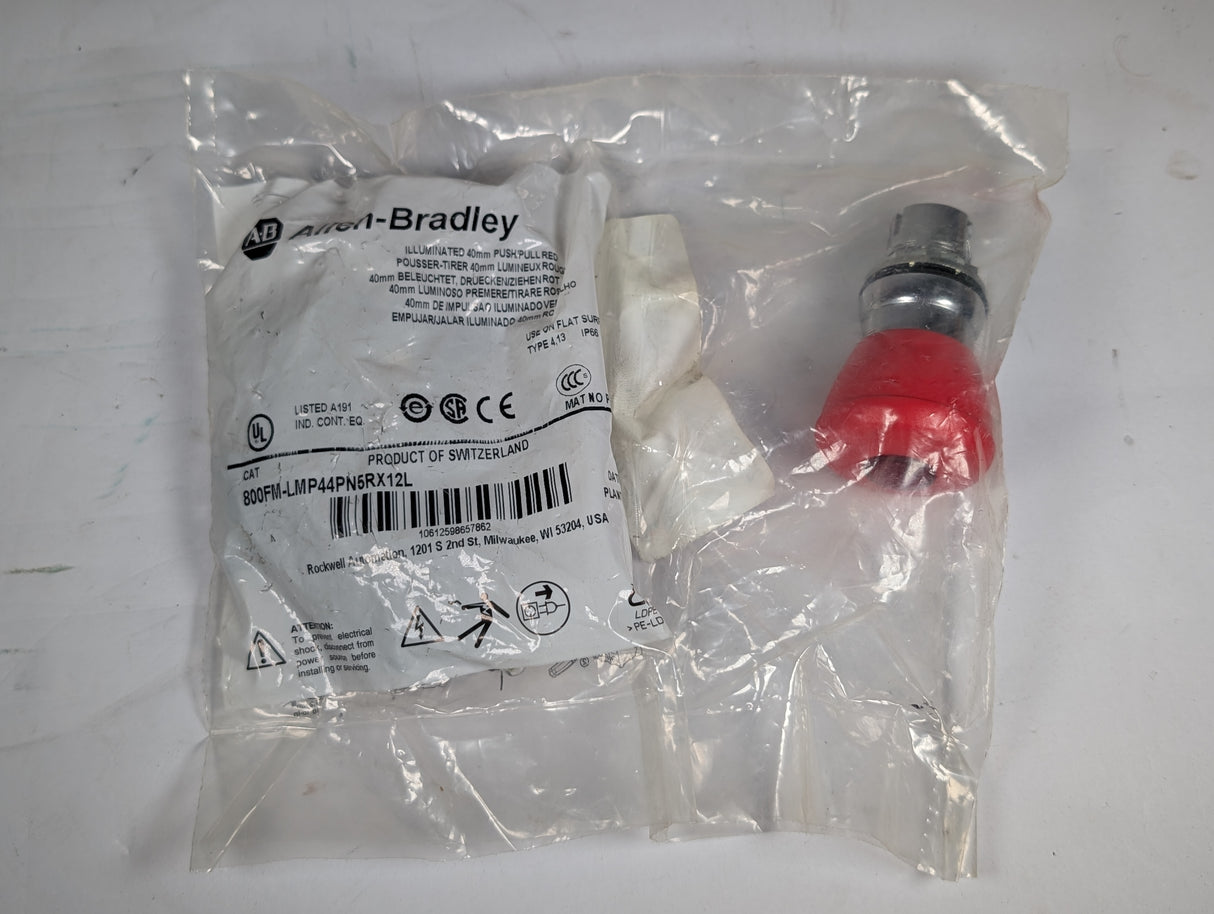 Allen Bradley - Red Push/Pull Button - 800FM - LMP44PN5RX12L - New - Big Liquidators
