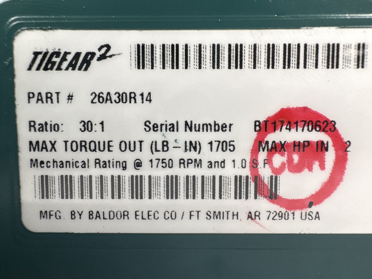 Dodge Tigear - 30:1 Gear Reducer - 26A30R14 - New - Big Liquidators