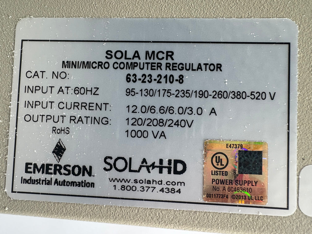 SOLA - HD - 1.000 KVA Powerline Conditioner - 63 - 23 - 210 - 8 - New - Big Liquidators