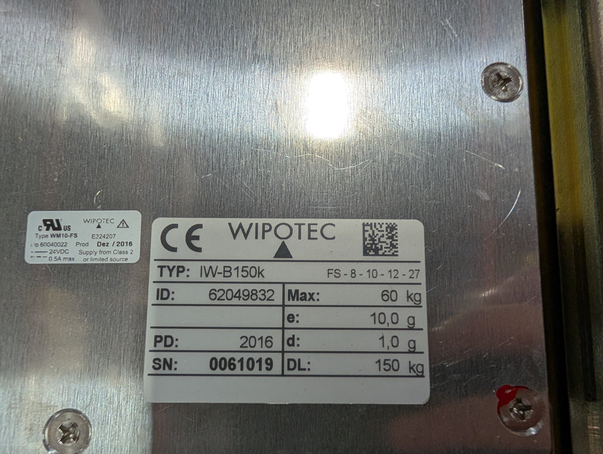 Wipotec - Weigh Cell 150000g Weighing Scale - IW - B - 150K - FS - 8 - 10 - 12 - 27 - New - Big Liquidators