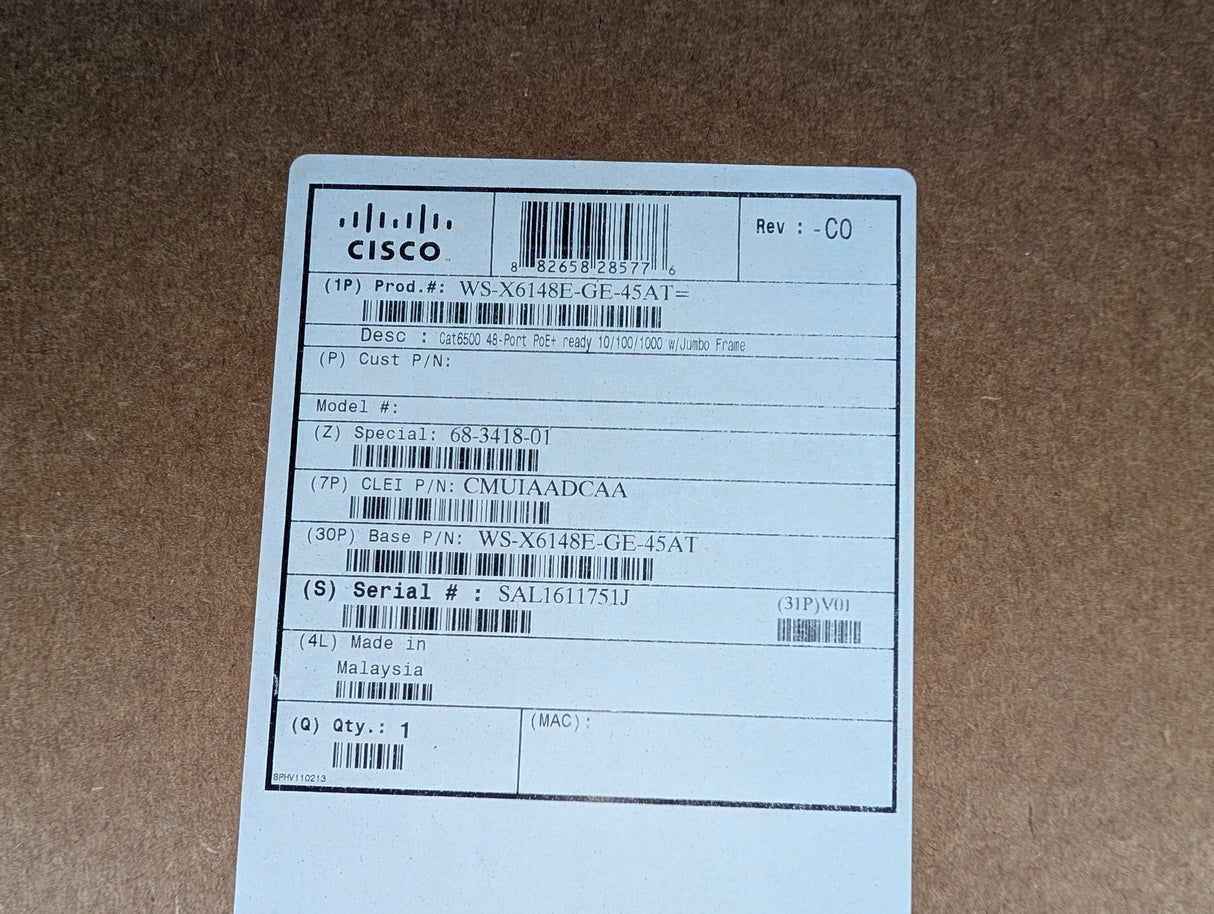 CISCO - Switching Module - WX - X6148E - GE - 45AT - New - Big Liquidators