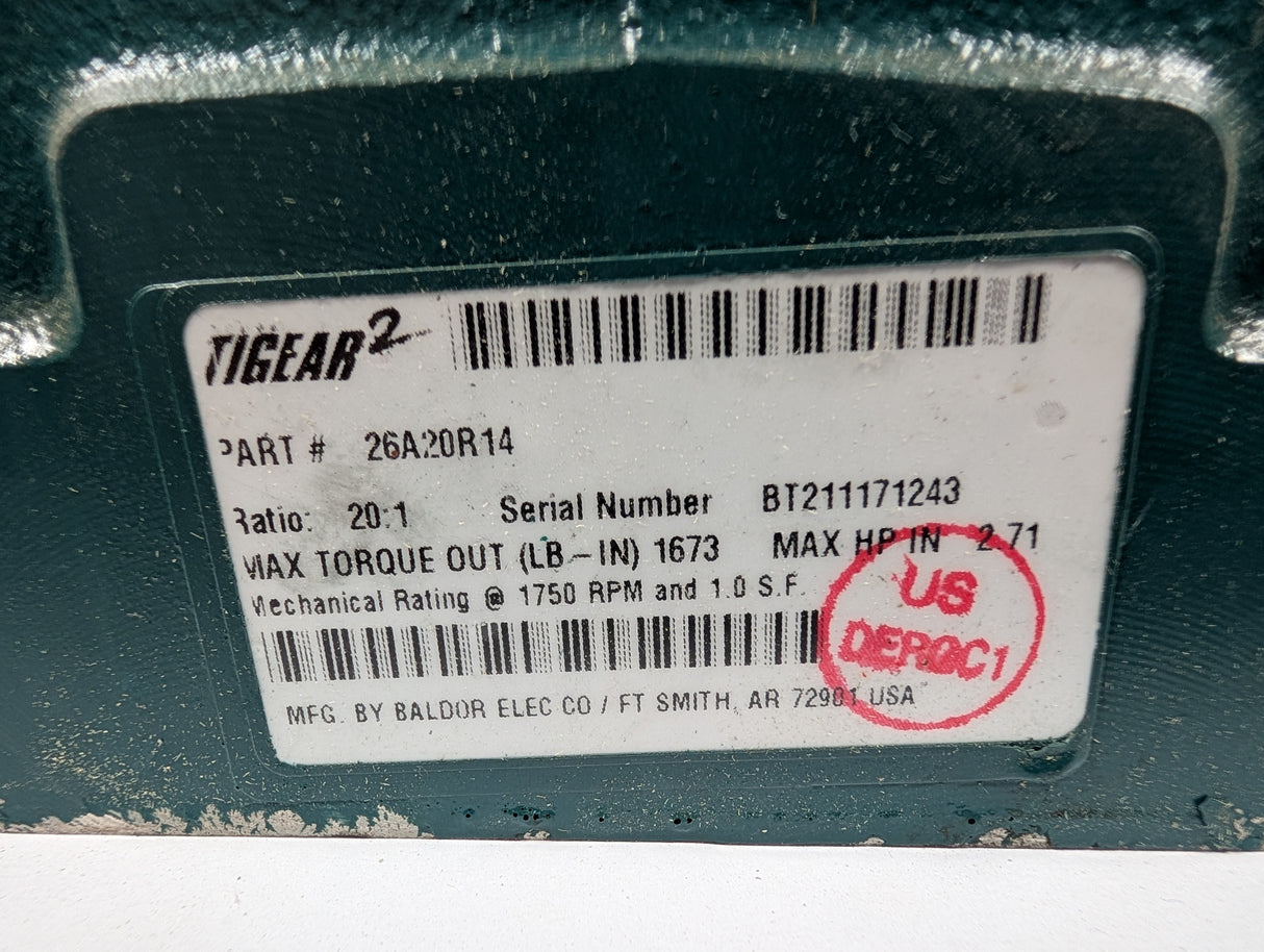 Dodge Tigear - 20:1 Gear Reducer - 26A20R14 - New - Big Liquidators
