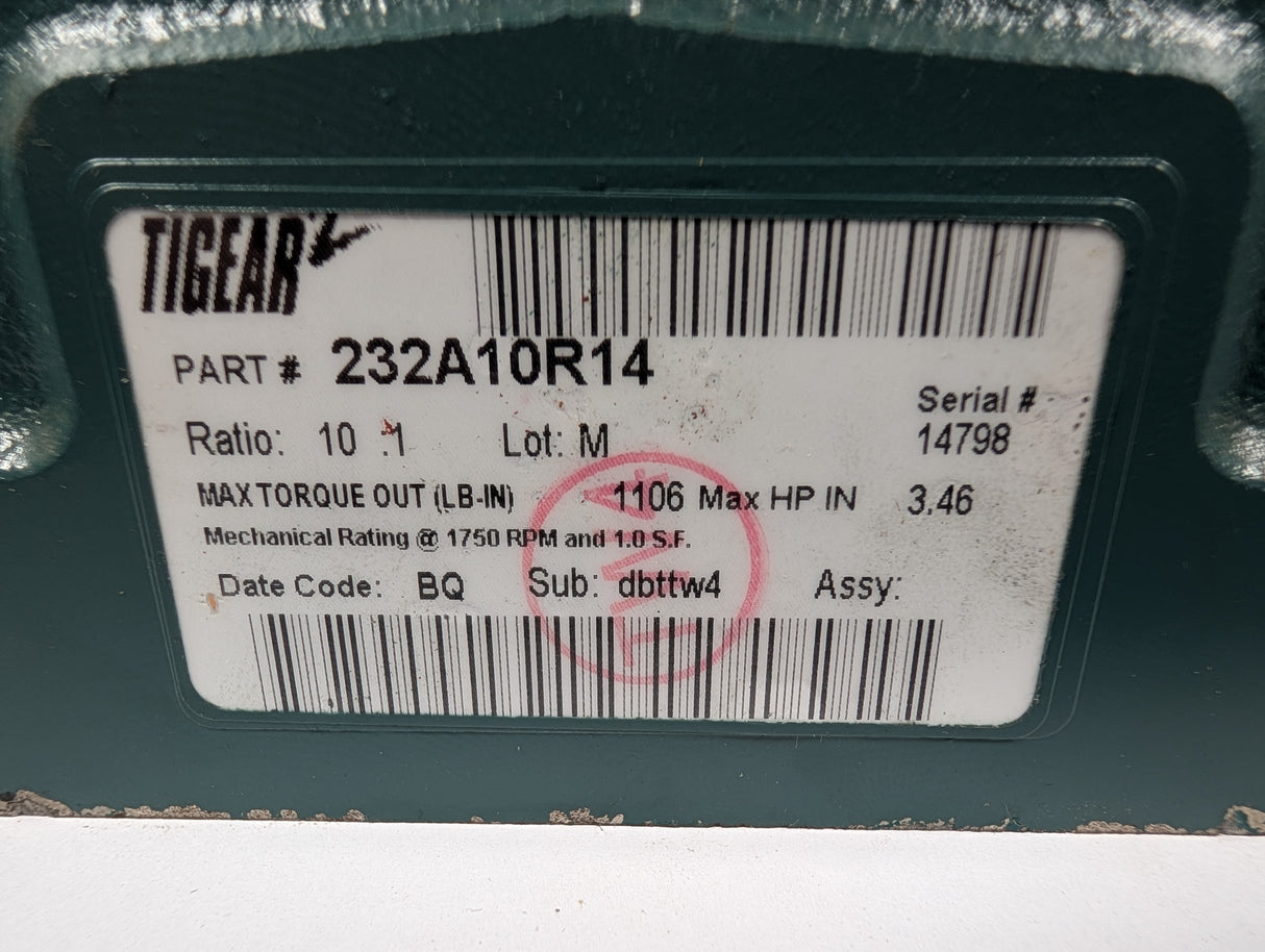 Dodge Tigear - 10:1 Gear Reducer - 232A10R14 - Used - Big Liquidators