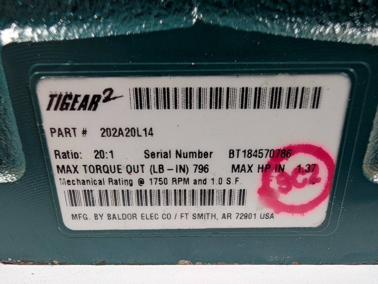 Dodge Tigear - 20:1 Gear Reducer - 202A20L14 - New - Big Liquidators