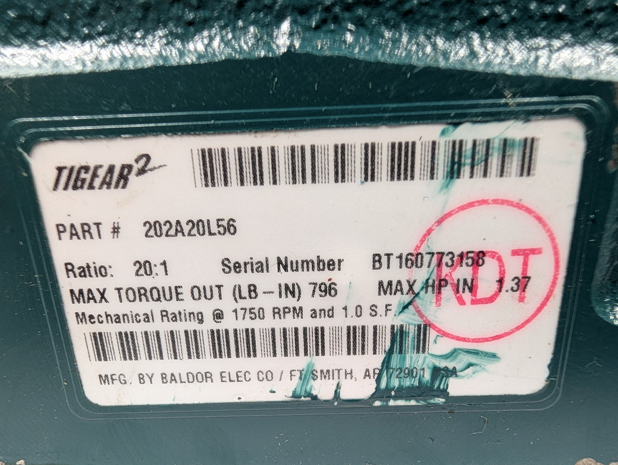 Dodge Tigear - 20:1 Gear Reducer - 202A20L56 - New - Big Liquidators