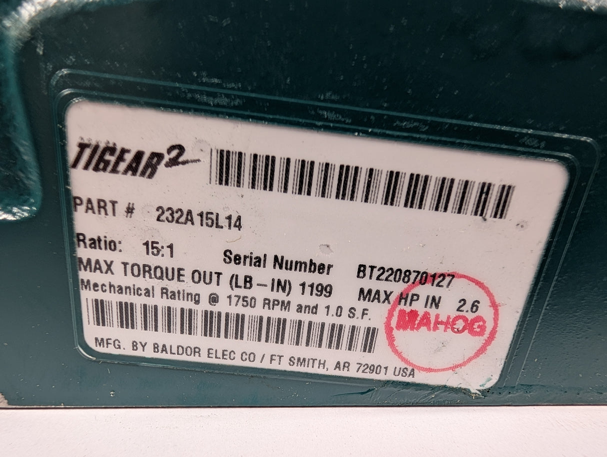 Dodge Tigear - 15:1 Gear Reducer - 232A15L14 - Used - Big Liquidators
