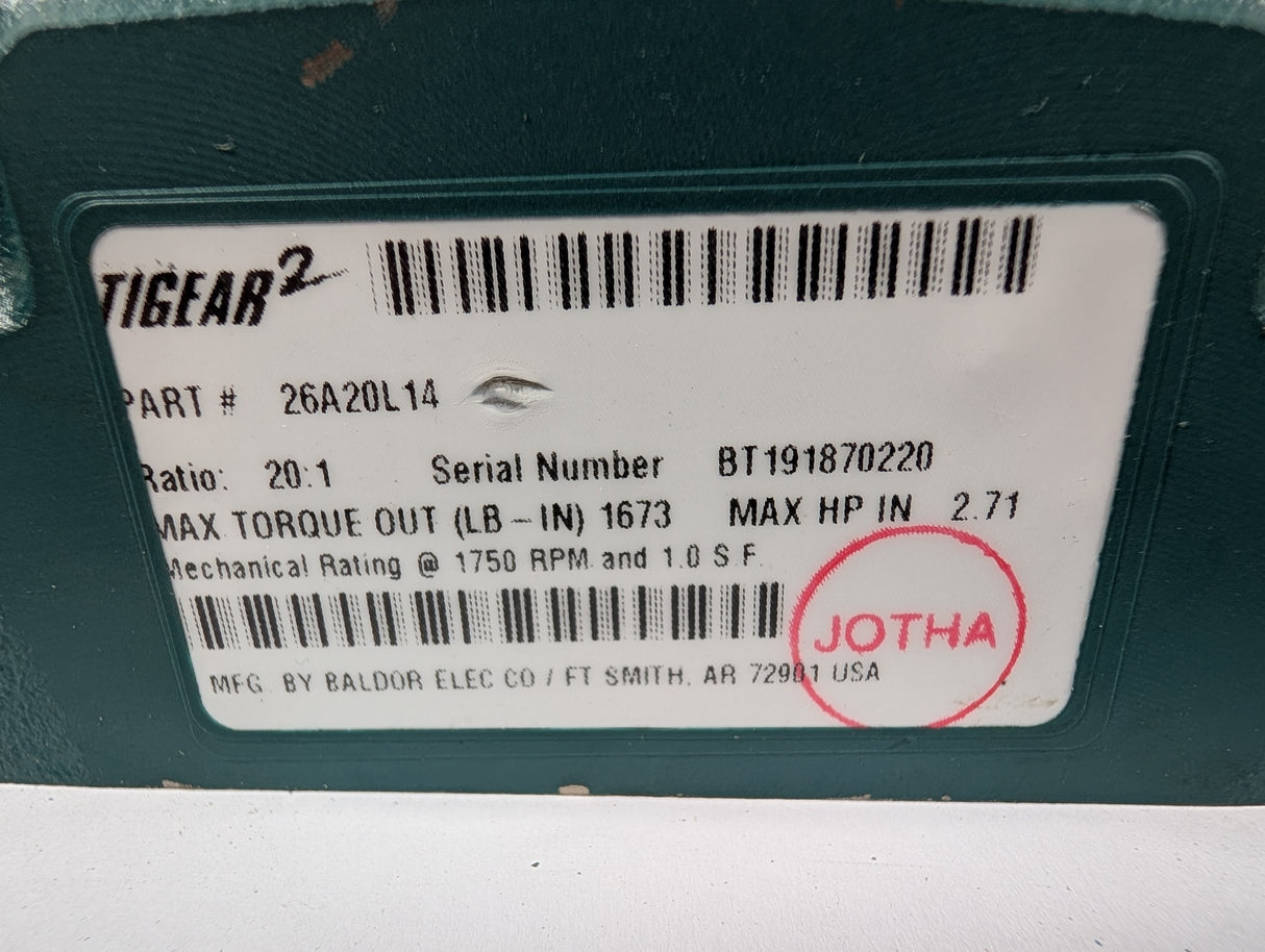 Dodge Tigear - 20:1 Gear Reducer - 26A20L14 - New - Big Liquidators