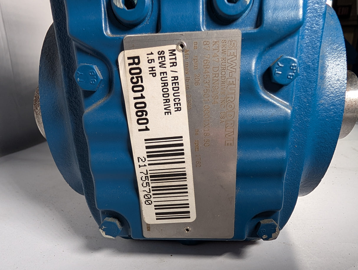 Sew - Eurodrive - 1.5 HP Helical - Bevel Gearmotor - KT47 DRN90S4 - New - Big Liquidators