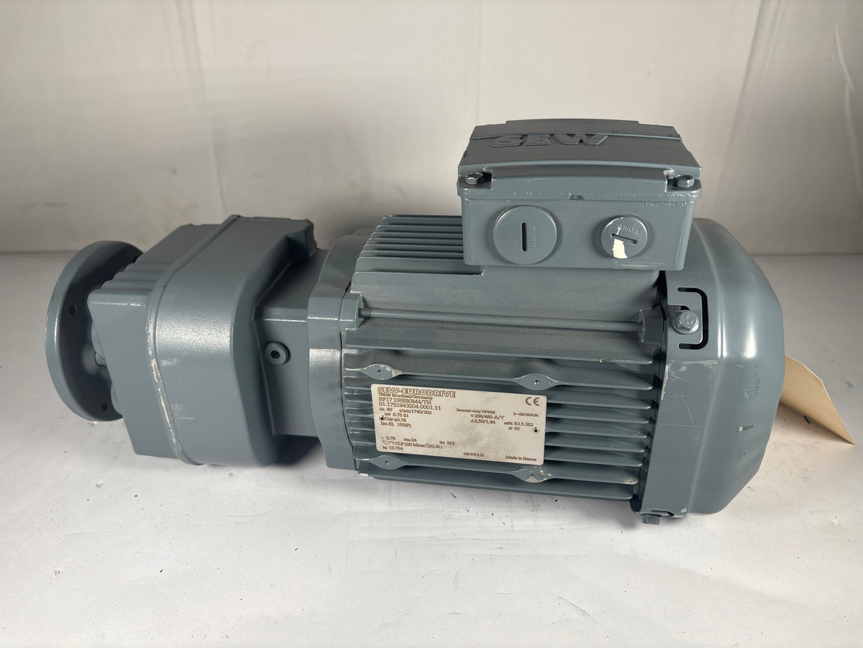 Sew - Eurodrive - 1 HP Helical - Bevel Gearmotor - RF17 DRE80M4/TH - Used - Big Liquidators