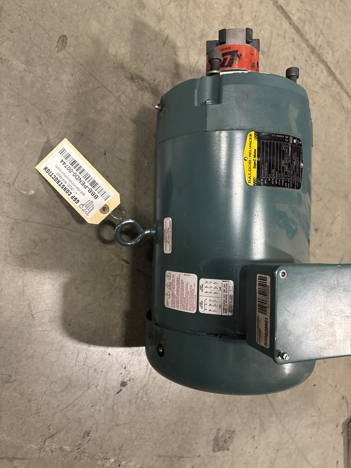 Baldor Reliance - 7.5 HP Electric Motor - VEUHM3710T - Used - Big Liquidators