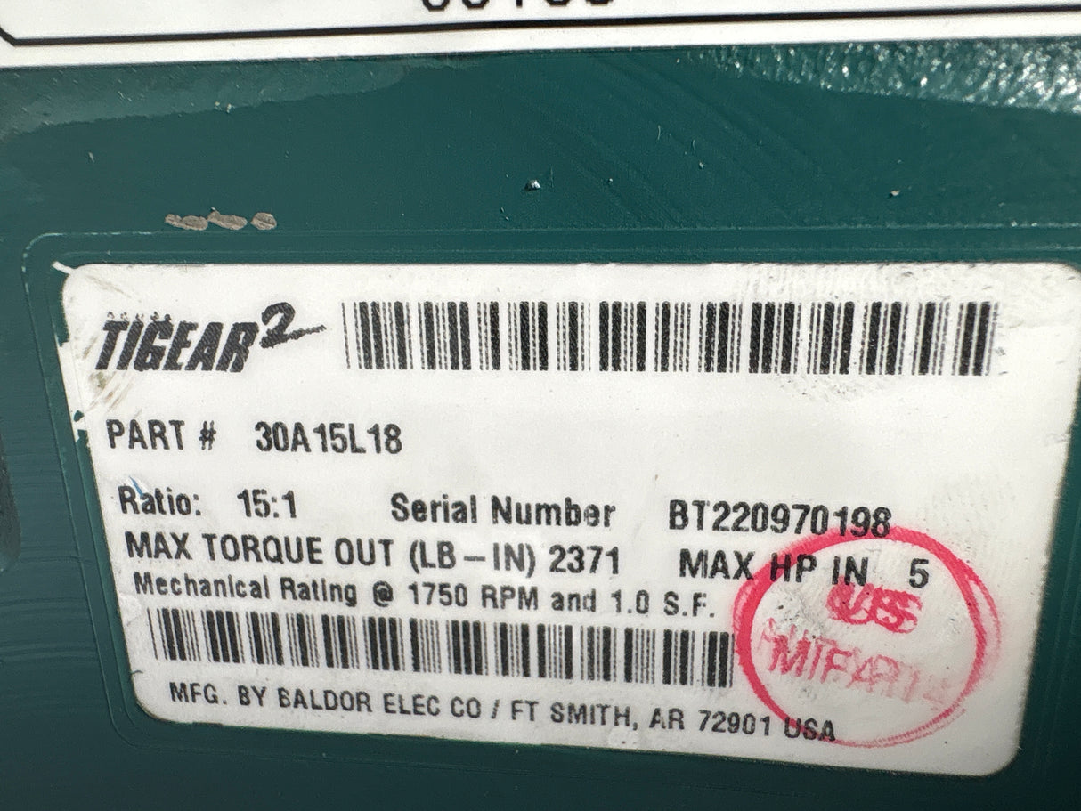 Dodge Tigear - 15:1 Gear Reducer - 30A15L18 - Used - Big Liquidators