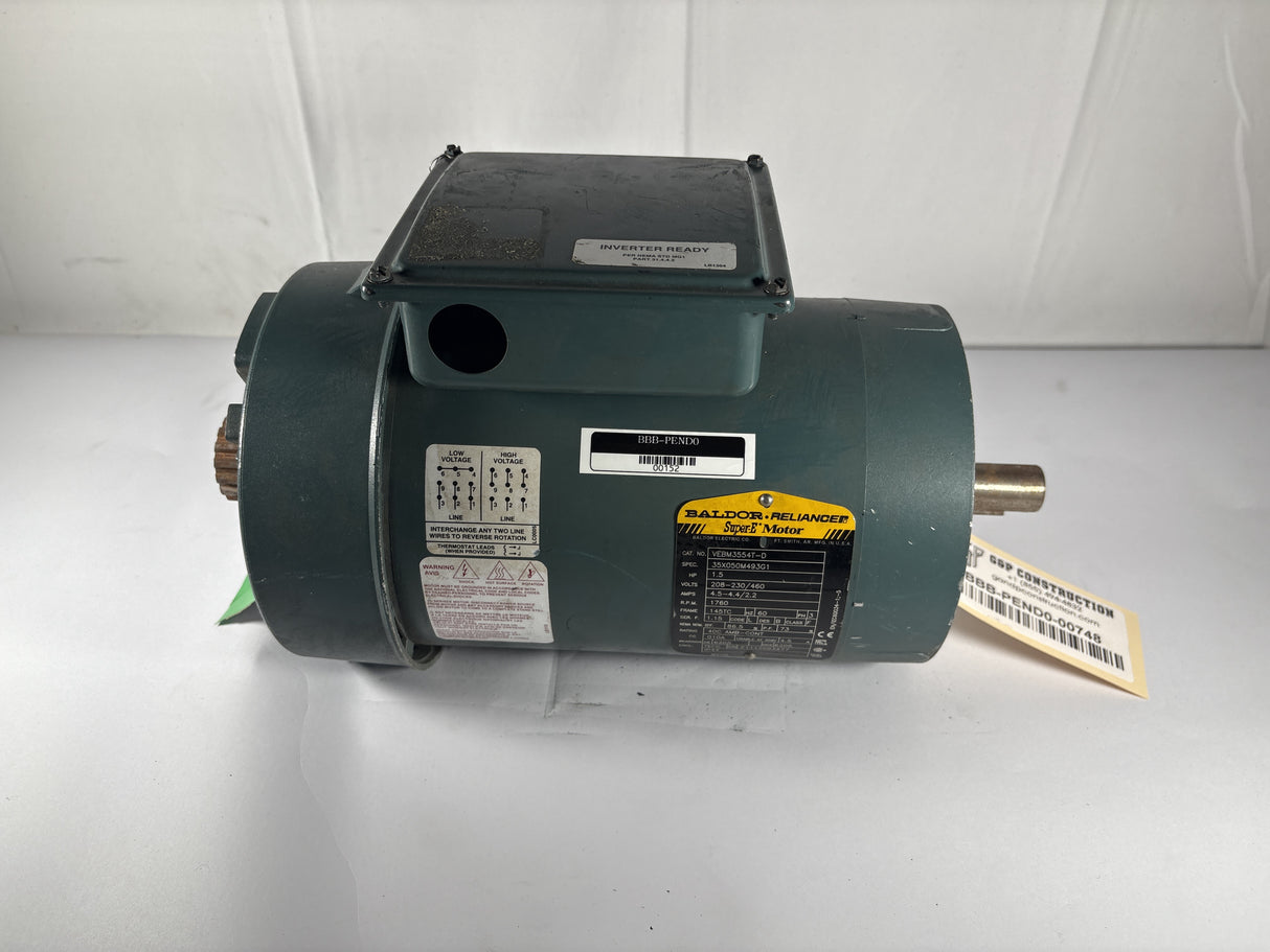Baldor Reliance - 1.5 HP Electric Motor - VEBM3554T - D - Used - Big Liquidators